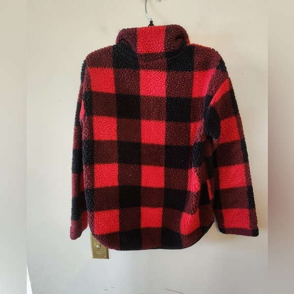 Gap plaid red and black fleece pullover size small - Picture 2 of 3